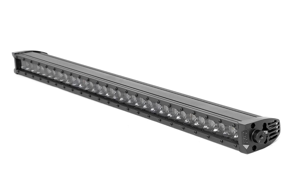 LED Light Bar - Rough Country - Single Row, Cool White DRL - Black
